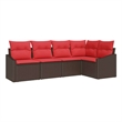 Afuera Living Contemporary Poly Rattan Sofa Set with Cushions in Brown