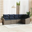 Afuera Living Contemporary Poly Rattan Sofa Set with Cushions in Gray