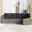 Afuera Living Contemporary Poly Rattan Sofa Set with Cushions in Gray