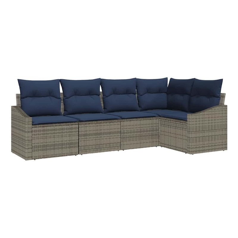 Afuera Living Contemporary Poly Rattan Sofa Set with Cushions in Gray