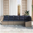 Afuera Living Contemporary Poly Rattan Sofa Set with Cushions in Gray