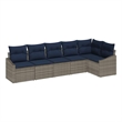 Afuera Living Contemporary Poly Rattan Sofa Set with Cushions in Gray