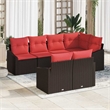 Afuera Living Contemporary Poly Rattan Sofa Set with Cushions in Brown