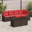 Afuera Living Contemporary Poly Rattan Sofa Set with Cushions in Brown