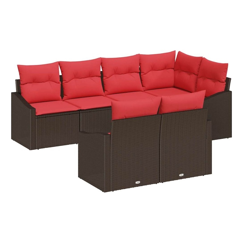 Afuera Living Contemporary Poly Rattan Sofa Set with Cushions in Brown