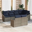 Afuera Living Contemporary Poly Rattan Sofa Set with Cushions in Gray