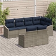 Afuera Living Contemporary Poly Rattan Sofa Set with Cushions in Gray