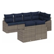 Afuera Living Contemporary Poly Rattan Sofa Set with Cushions in Gray