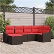 Afuera Living Contemporary Poly Rattan Sofa Set with Cushions in Brown