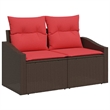 Afuera Living Contemporary Poly Rattan Sofa Set with Cushions in Brown