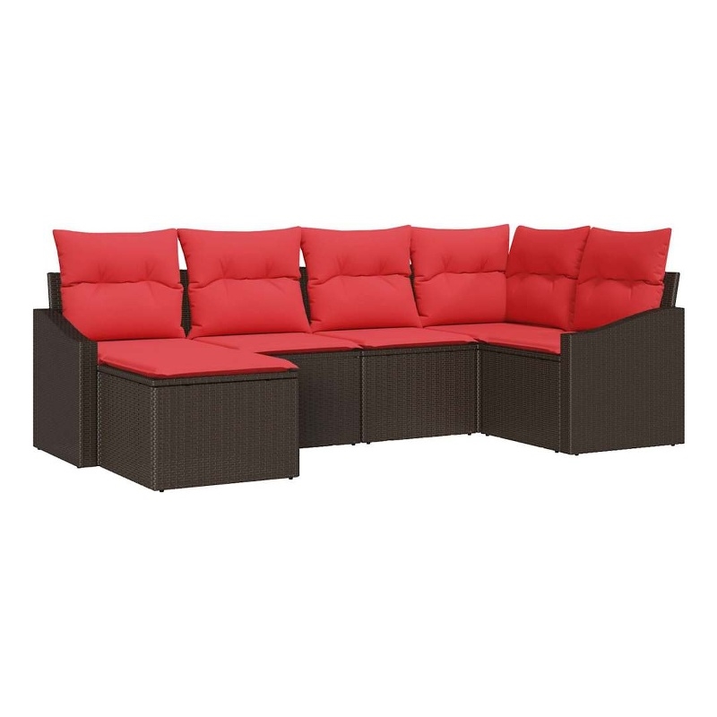 Afuera Living Contemporary Poly Rattan Sofa Set with Cushions in Brown