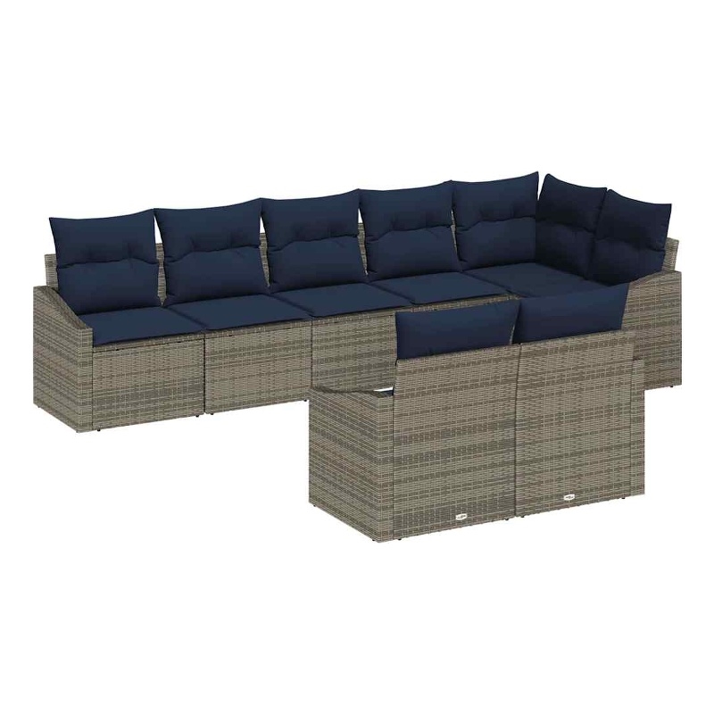 Afuera Living Contemporary Poly Rattan Sofa Set with Cushions in Gray