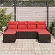 Afuera Living Contemporary Poly Rattan Sofa Set with Cushions in Brown