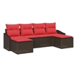 Afuera Living Contemporary Poly Rattan Sofa Set with Cushions in Brown