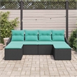 Afuera Living Contemporary Poly Rattan Sofa Set with Cushions in Black