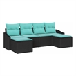 Afuera Living Contemporary Durable Poly Rattan Sofa Set in Black