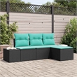 Afuera Living Contemporary Durable Poly Rattan Sofa Set in Black