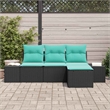 Afuera Living Contemporary Durable Poly Rattan Sofa Set in Black