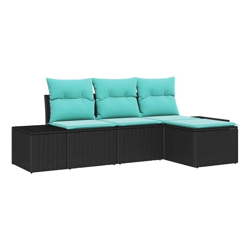 Afuera Living Contemporary Durable Poly Rattan Sofa Set in Black