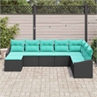 Afuera Living Contemporary Poly Rattan Sofa Set with Cushions in Black