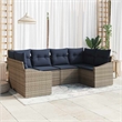 Afuera Living Contemporary Poly Rattan Sofa Set with Cushions in Gray