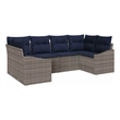 Afuera Living Contemporary Poly Rattan Sofa Set with Cushions in Gray