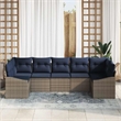 Afuera Living Contemporary Poly Rattan Sofa Set with Cushions in Gray