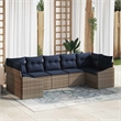 Afuera Living Contemporary Poly Rattan Sofa Set with Cushions in Gray