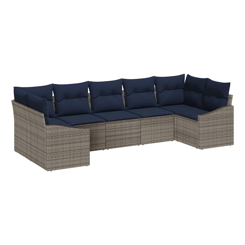 Afuera Living Contemporary Poly Rattan Sofa Set with Cushions in Gray