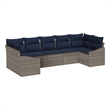Afuera Living Contemporary Poly Rattan Sofa Set with Cushions in Gray