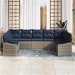 Afuera Living Contemporary Poly Rattan Sofa Set with Cushions in Gray