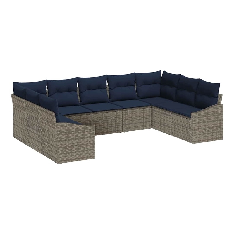 Afuera Living Contemporary Poly Rattan Sofa Set with Cushions in Gray