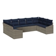 Afuera Living Contemporary Poly Rattan Sofa Set with Cushions in Gray