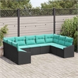 Afuera Living Contemporary Poly Rattan Sofa Set with Cushions in Black