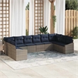 Afuera Living Contemporary Poly Rattan Sofa Set with Cushions in Gray