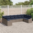 Afuera Living Contemporary Poly Rattan Sofa Set with Cushions in Gray