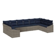 Afuera Living Contemporary Poly Rattan Sofa Set with Cushions in Gray