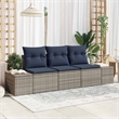 Afuera Living Contemporary Poly Rattan Sofa Set with Cushions in Gray