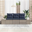 Afuera Living Contemporary Poly Rattan Sofa Set with Cushions in Gray