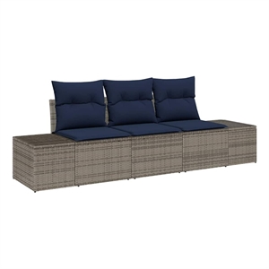 Afuera Living Contemporary Poly Rattan Sofa Set with Cushions in Gray