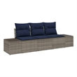 Afuera Living Contemporary Poly Rattan Sofa Set with Cushions in Gray