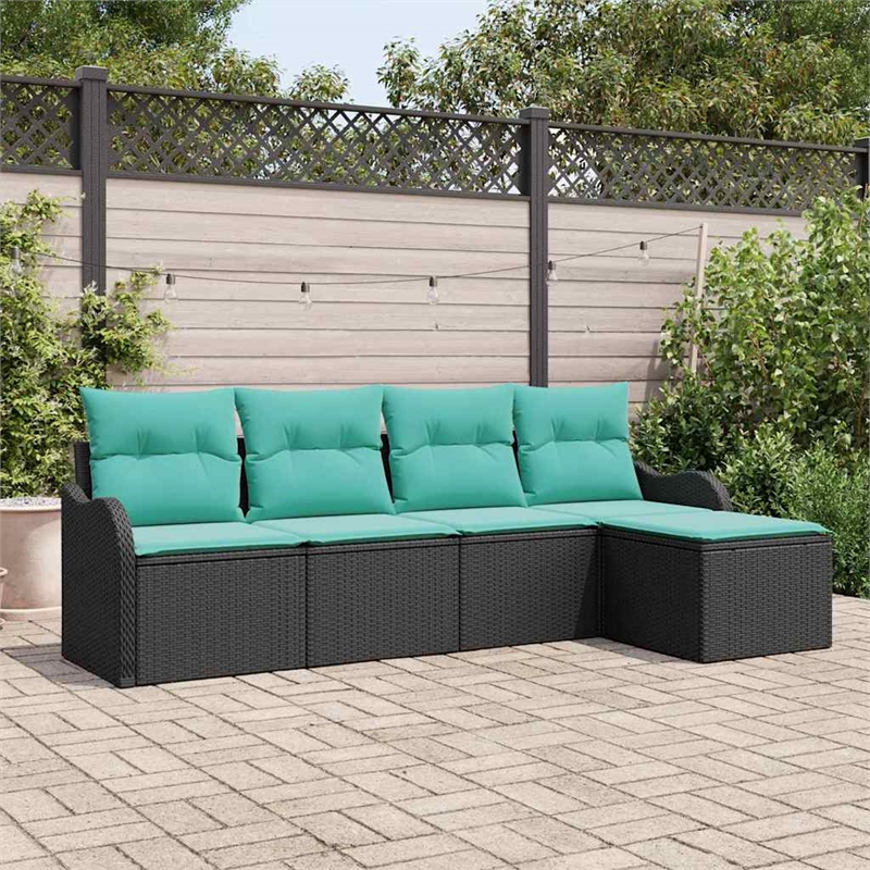 Afuera Living Contemporary Durable Poly Rattan Sofa Set in Black