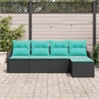 Afuera Living Contemporary Durable Poly Rattan Sofa Set in Black