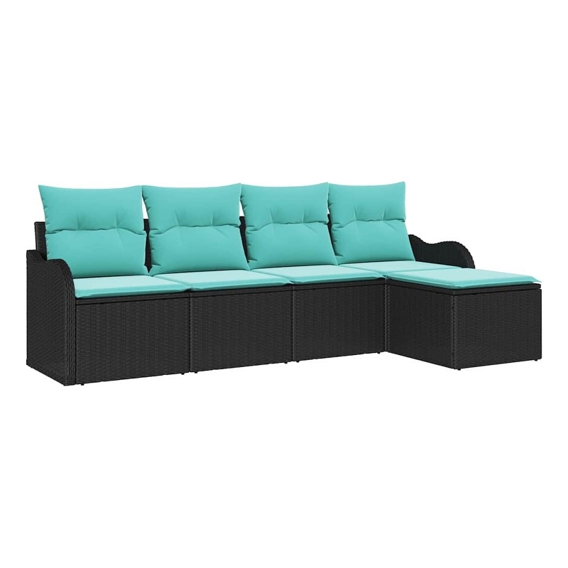 Afuera Living Contemporary Durable Poly Rattan Sofa Set in Black