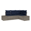 Afuera Living Contemporary Poly Rattan Sofa Set with Cushions in Gray