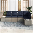 Afuera Living Contemporary Poly Rattan Sofa Set with Cushions in Gray
