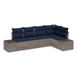 Afuera Living Contemporary Poly Rattan Sofa Set with Cushions in Gray