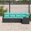 Afuera Living Contemporary Durable Poly Rattan Sofa Set in Black