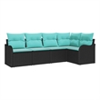 Afuera Living Contemporary Durable Poly Rattan Sofa Set in Black