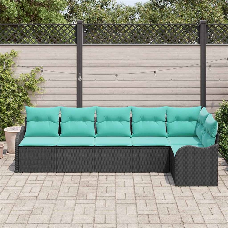 Afuera Living Contemporary Durable Poly Rattan Sofa Set in Black
